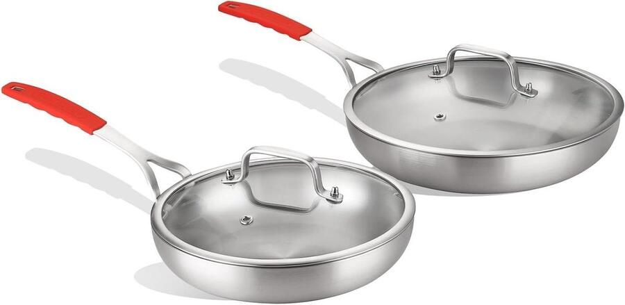 Roestvrijstalen Braadpan Kookpan Steelpan Gelijkmatig Koken Drielaagse Constructie 203 cm Zilver