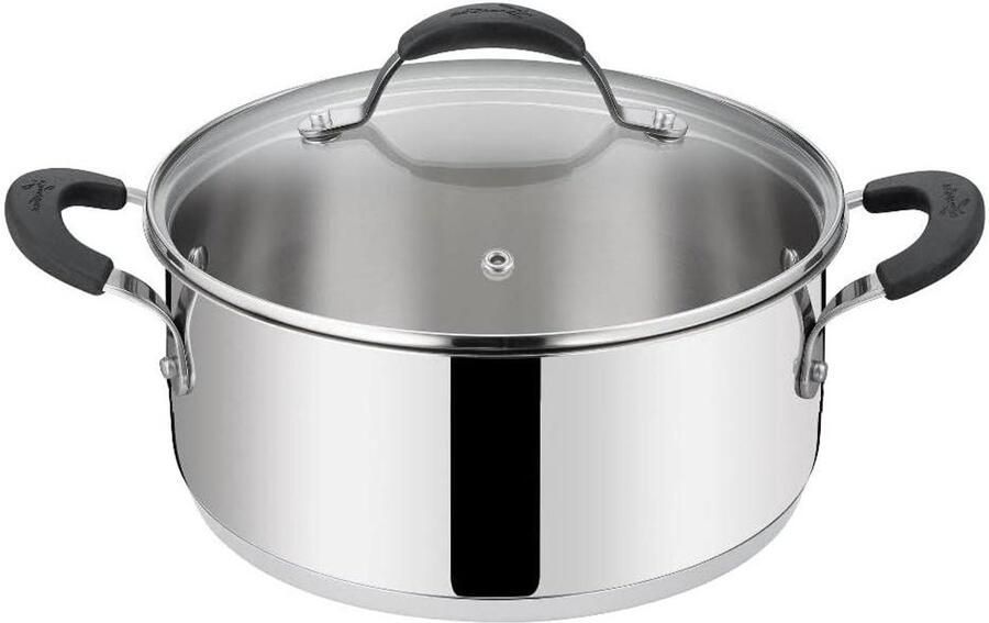 Roestvrijstalen Braadpan Lage Kookpan Stoofschotels Maken Lagotherm Bodem Ø 26 cm Zilverkleurig