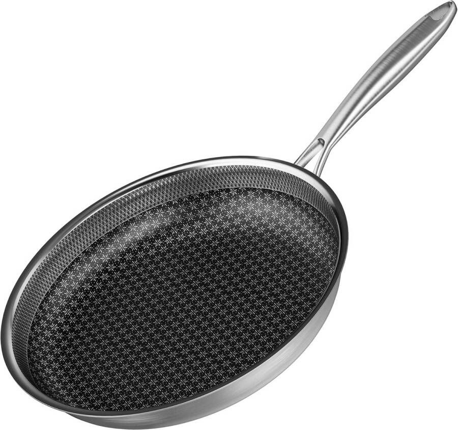 Roestvrijstalen braadpan met antiaanbaklaag 20 cm inductie geschikt