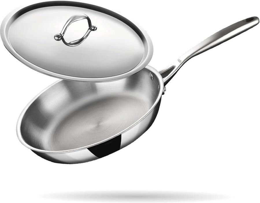 Roestvrijstalen Braadpan met Deksel en Inductiebodem 20 cm 1 3 l (Voor 2 Personen)