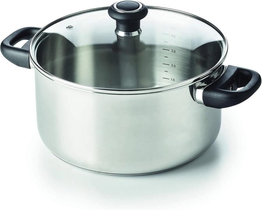 Roestvrijstalen braadpan met glazen deksel 20 cm Ideaal voor elke keuken