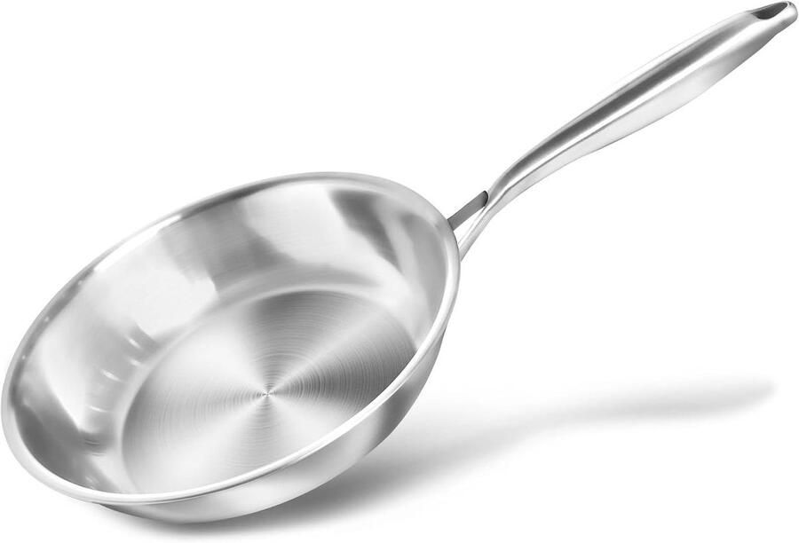 Roestvrijstalen braadpan Metalen kookpan Gelijkmatig koken Universeel kookplaat geschikt 20 cm Zilver