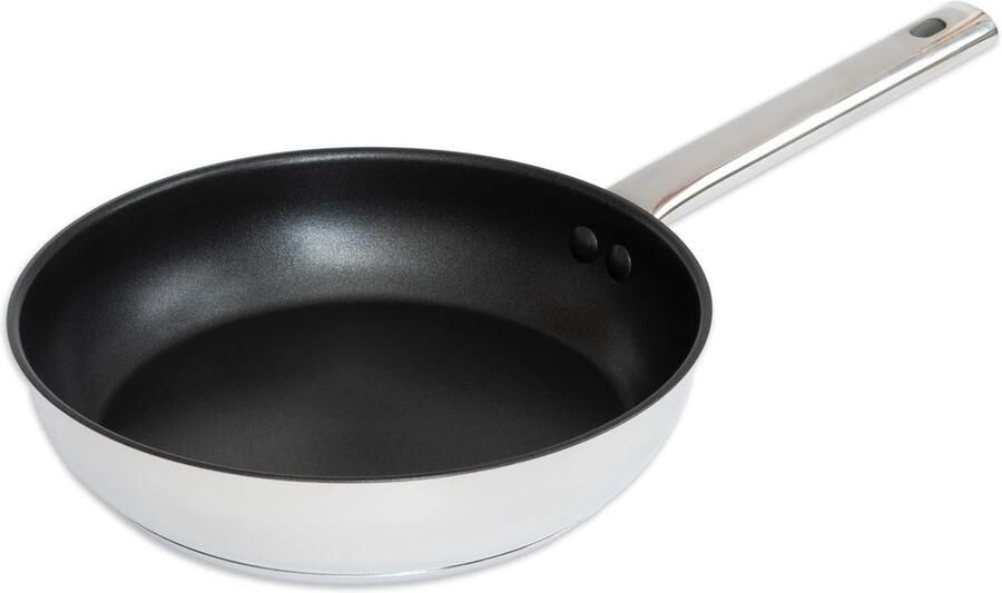 Roestvrijstalen braadpan Stoofpan gecoate pan Gelijkmatig braden Antiaanbaklaag 24 cm Zilverkleurig