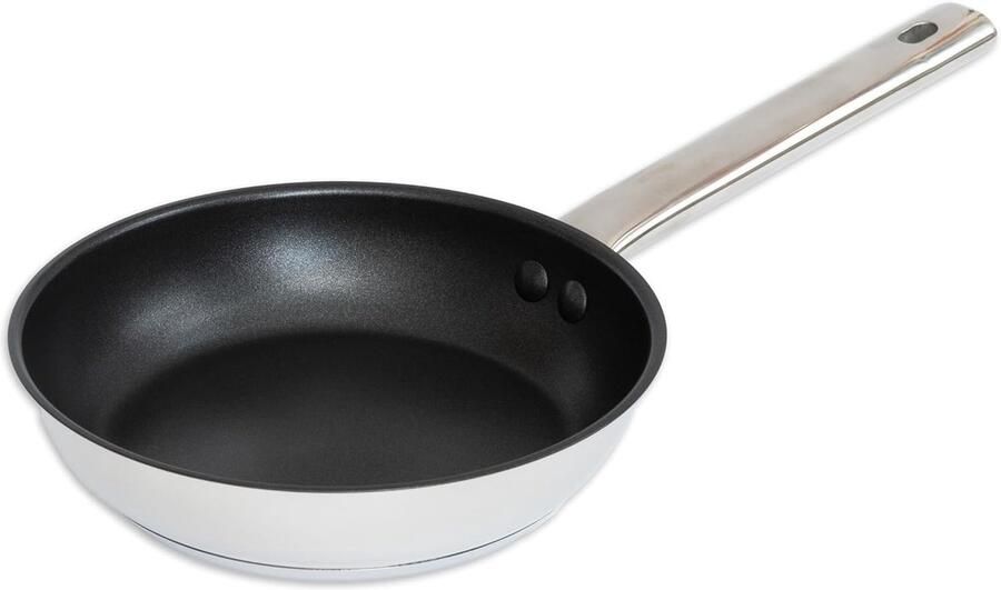 Roestvrijstalen Braadpan Stoofpan Gecoate Pan Gelijkmatig Braden Antiaanbaklaag Vaatwasmachinebestendig 20 cm Zilverkleurig