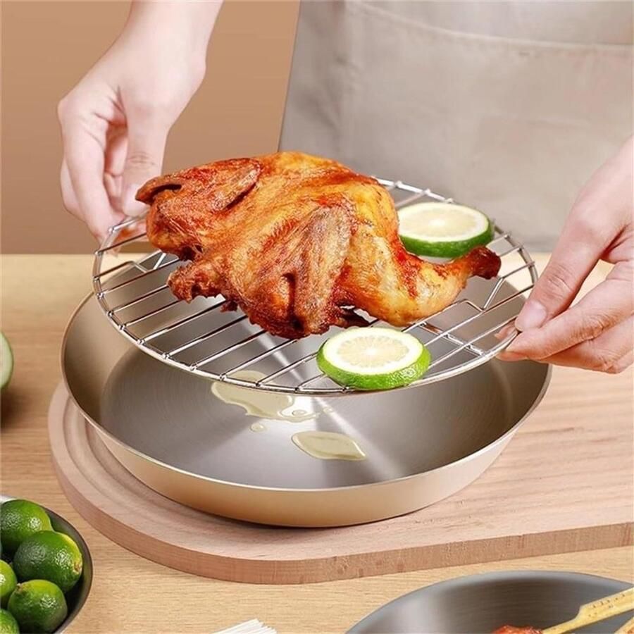 Roestvrijstalen Braadslede Ovenschaal met rek Koken en braden Geïntegreerd koelrek 16 cm Zilver