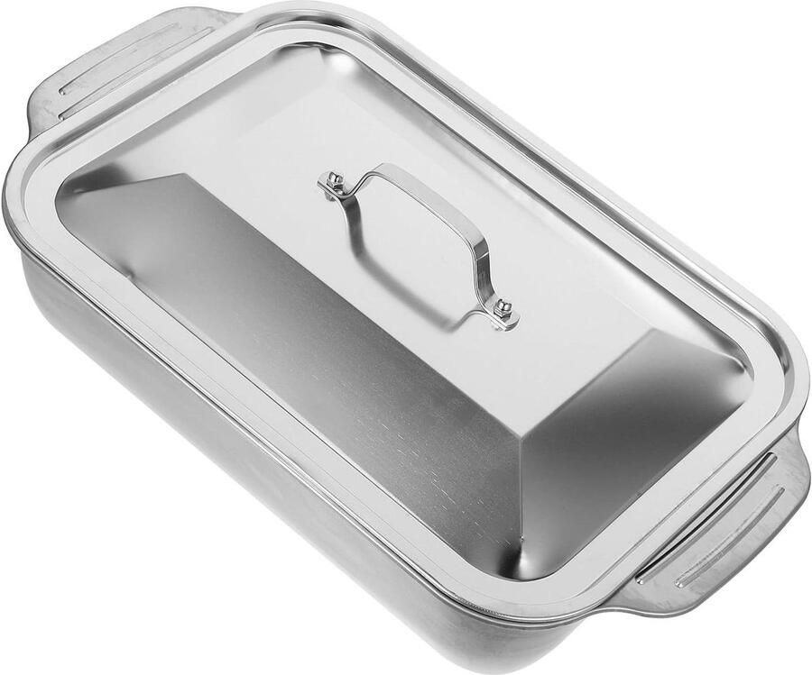 Roestvrijstalen Braadslede Serveerschaal Oven Vis Grillen Lichtgewicht Ontwerp 41 cm Zilver
