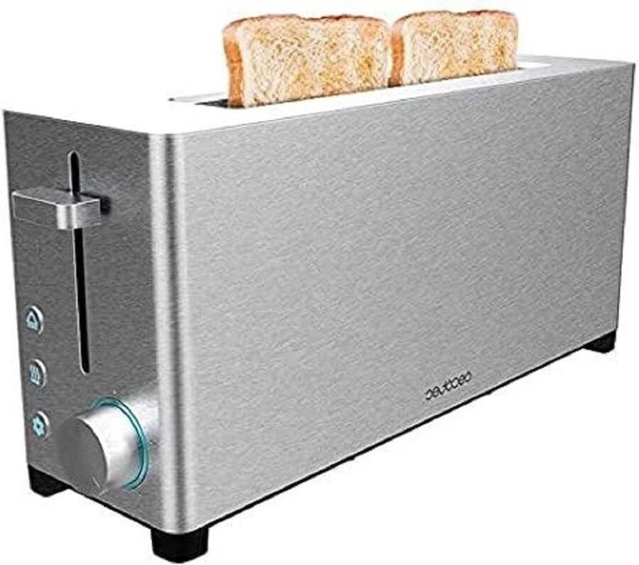 Roestvrijstalen Broodrooster 2-Slots Toaster Ontbijt Bereiden Extra Brede Sleuven 1050 Watt Zilverkleurig
