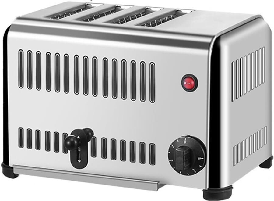 Commerciële Broodrooster RVS Toaster Snel Ontbijt Vijf Snelheid Instelbaar 6 Sneetjes Zilver