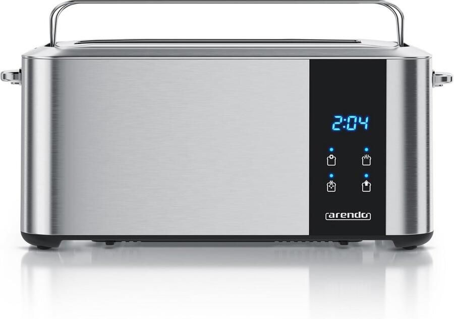 Roestvrijstalen broodrooster met lange sleuf en touchscreen 4 sneden 1500 W geïntegreerd opzetstuk voor broodjes 7 bruiningsgraden