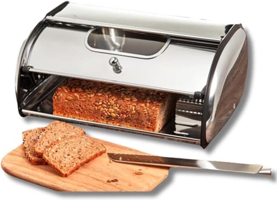 Roestvrijstalen Broodtrommel met Kijkvenster en Optimale Luchtcirculatie