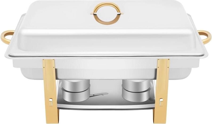 Roestvrijstalen Chafing Dish Warmhoudcontainer Voedselwarmer Buffet Gasten Ontvangen Duurzaam Materiaal Hoogglans 9 Liter Inhoud Zilverkleurig