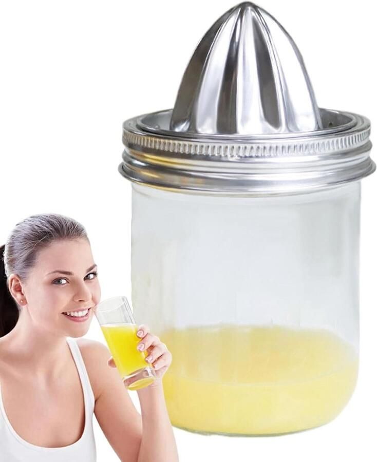 Roestvrijstalen Citruspers Citroenpers Sinaasappelpers Sap Maken Dubbele Functie Deksel 14 cm Hoog Zilverkleurig