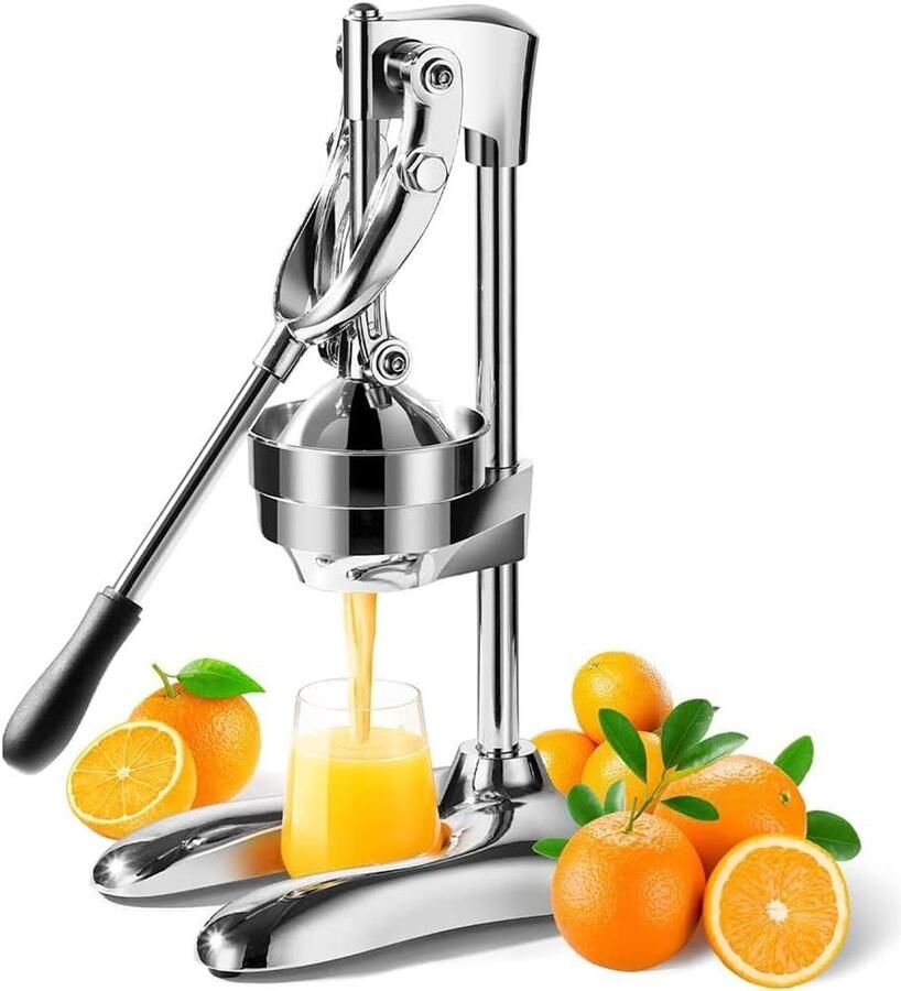 Roestvrijstalen Citruspers Handpers Fruit Sapcentrifuge Vers Sap Maken Grote Fruit Capaciteit 5kg Zilver