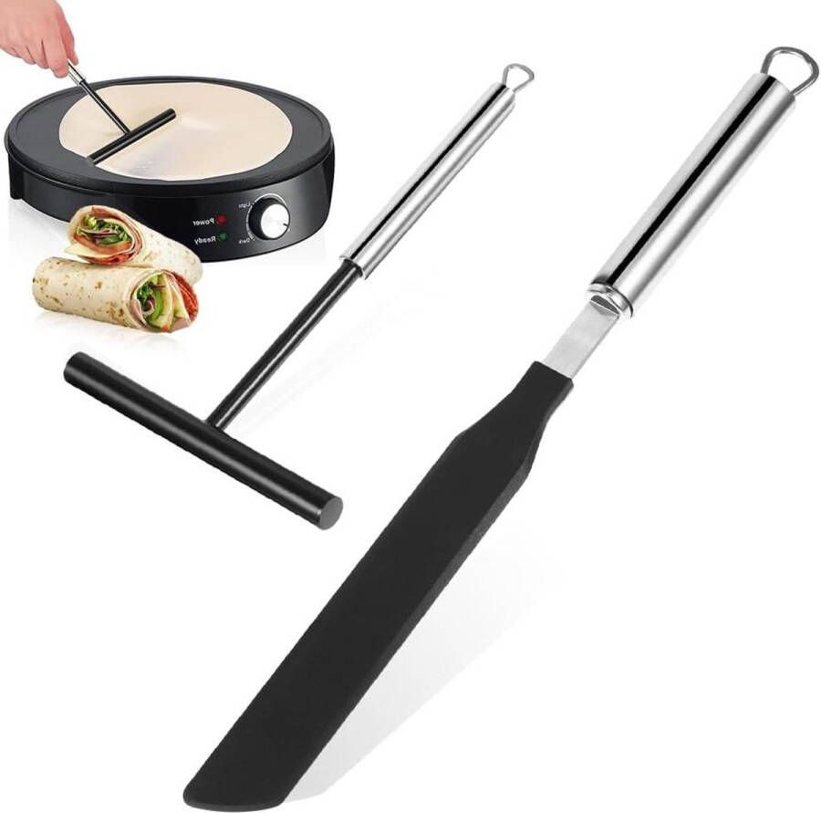 Roestvrijstalen Crêpe Maker Met Deegverdeler en Spatel Ideaal voor Pannenkoeken Crêpes en Palathams