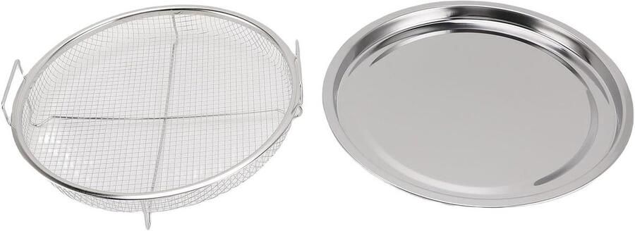Roestvrijstalen Crispermand Luchtfriteuse Pan Ovenmand Gezonder Koken 360 Graden Luchtcirculatie 33 x 33 x 9 cm - Foto 1