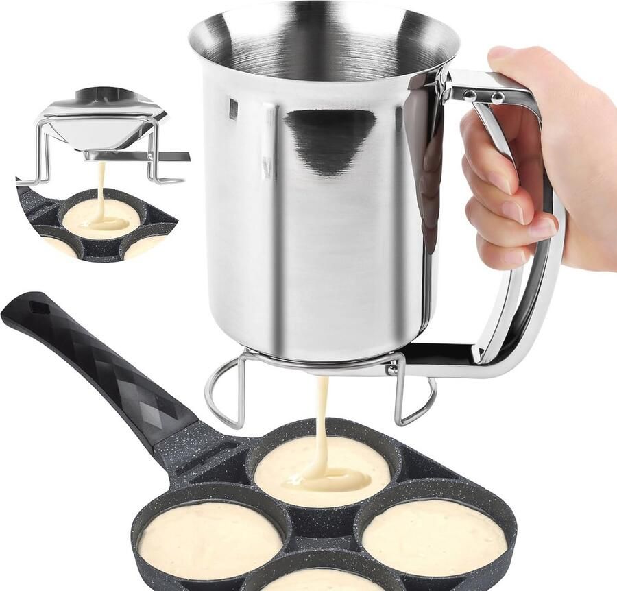 Roestvrijstalen Deegdispenser 800 ml Perfect voor Pannenkoeken en Gebakken Lekkernijen