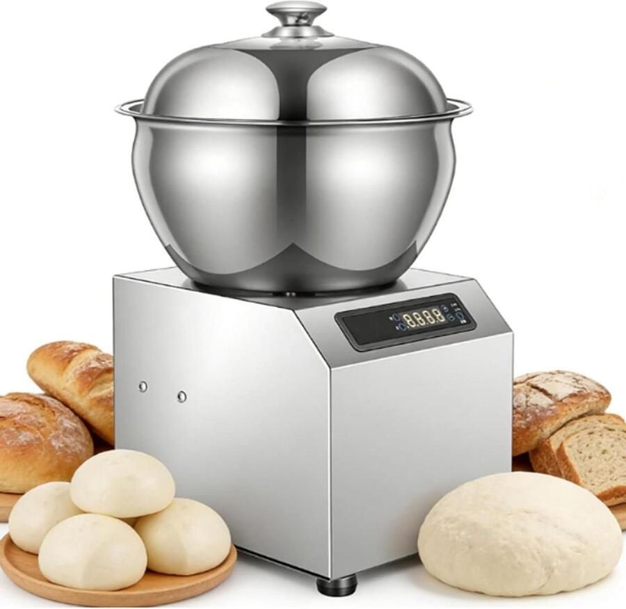 Roestvrijstalen Deegmixer Spiraalmixer Keukenmachine Deeg Kneden Dubbele Rotatie Technologie 8 kg Zilver