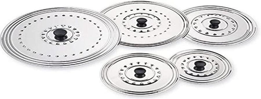 Roestvrijstalen Deksel Pan deksel Koken en bakken Geperforeerd met stoomafvoer 26 cm Zilver