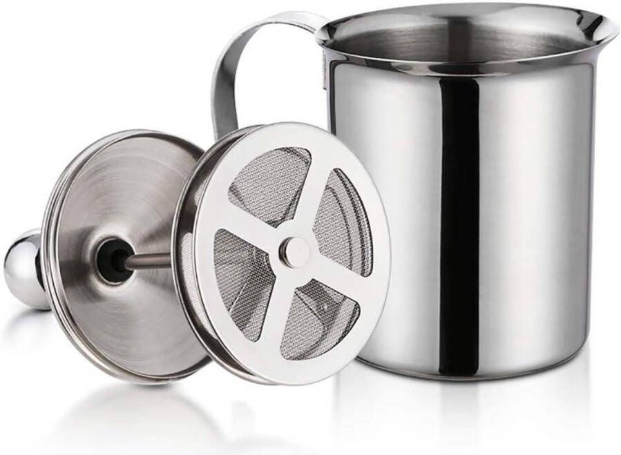 Handmatige melkopschuimer Roestvrijstalen dubbele gaas voor perfecte melkschuim en warme chocolademelk (400 ml) - Foto 2