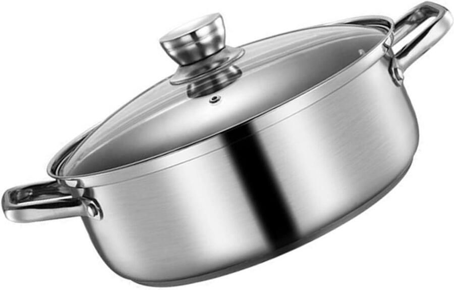 Roestvrijstalen Dubbele Hotpot Kookpan met verdeler Gezellig koken Snelle warmtegeleiding 26x26x8.8CM Zilver