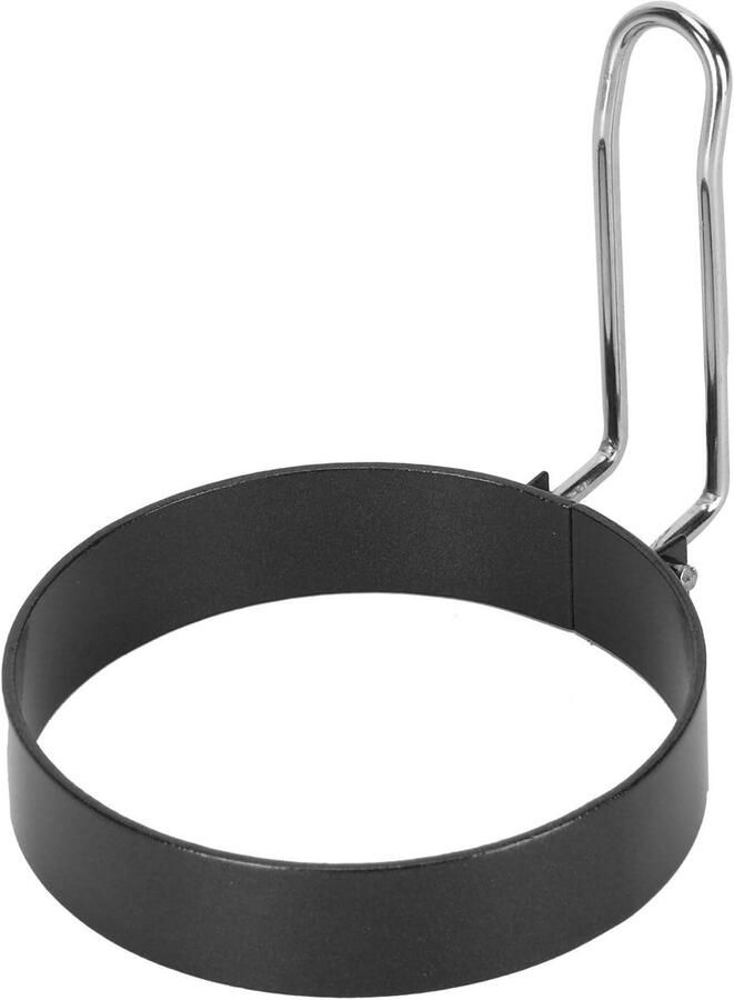Roestvrijstalen Ei Vorm Keuken Hulp Ontbijt Maken Non-stick Coating 8.5 x 7.5 cm Zwart
