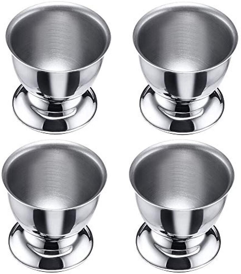 Roestvrijstalen Eierdopjes Set van 4 voor Zachtgekookte Eieren Duurzaam en Stijlvol Eierrek voor Thuis en Restaurant
