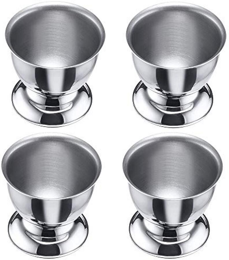 Roestvrijstalen Eierdopjes Set van 4 voor Zachtgekookte Eieren Duurzaam en Stijlvol Eierrek voor Thuis en Restaurant