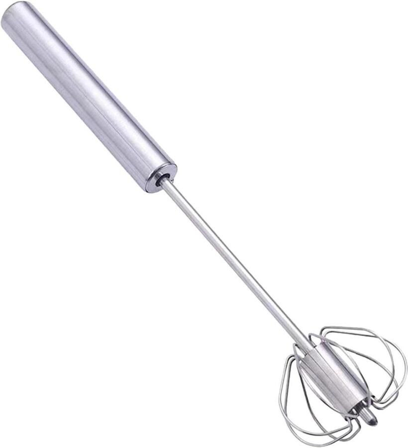 Roestvrijstalen Eierkoker Handmixer Keukengerei Snel Eieren Mengen Semi-automatische Rotatie 33 cm Zilver