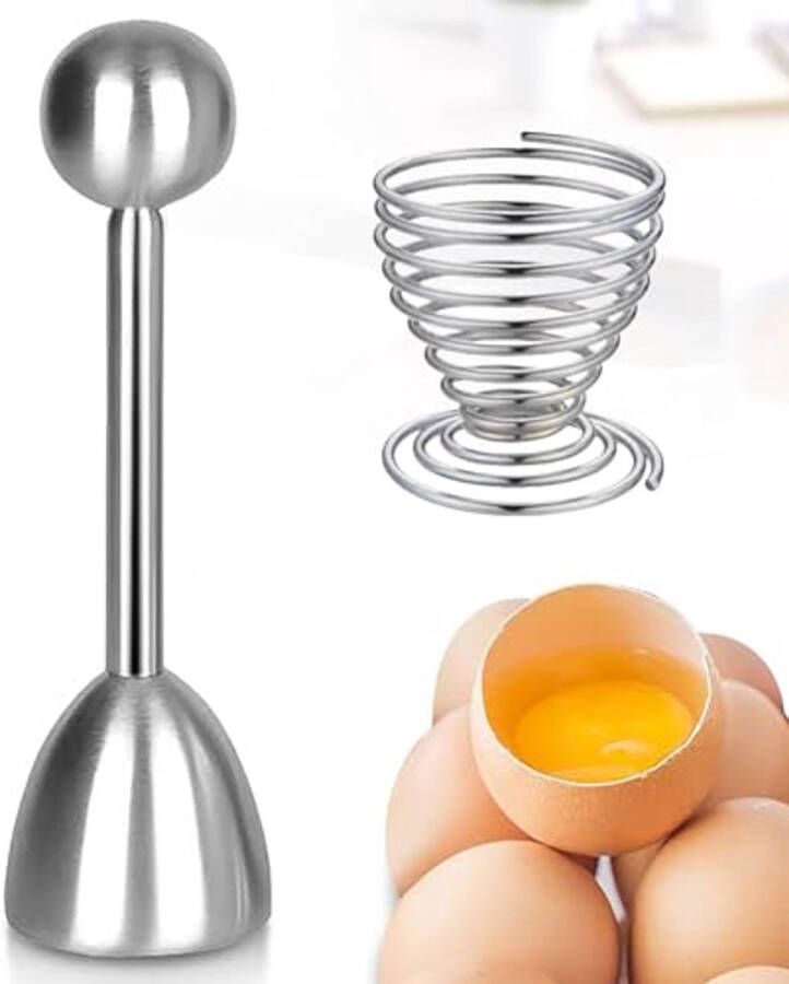 Roestvrijstalen eierkop en eieropener voor perfecte eieren