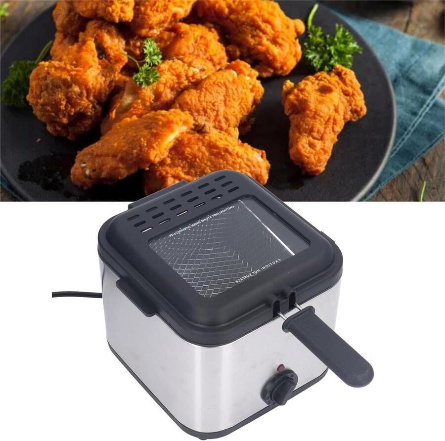 Roestvrijstalen elektrische friteuse 1000 W temperatuur verstelbare friteuse 2 5 liter capaciteit voor frietjes