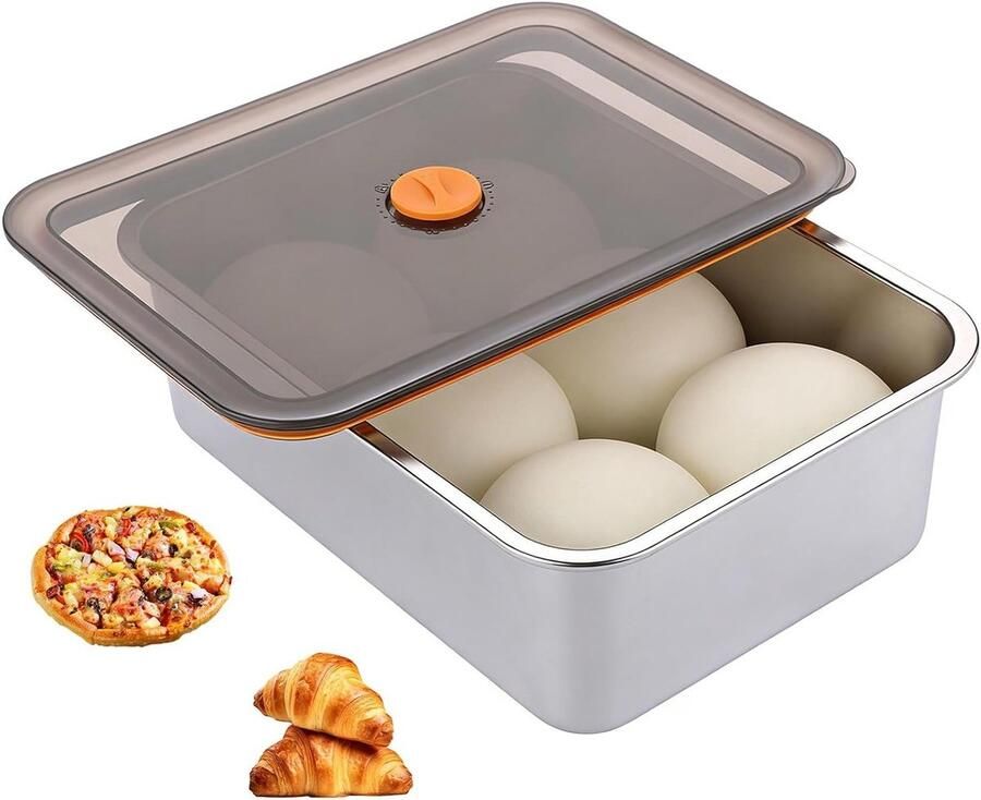 Roestvrijstalen fermentatiebox voor pizzadeeg 4 2 liter ideale voedselcontainer voor deeg fruit en salade perfect voor feestjes en bakken
