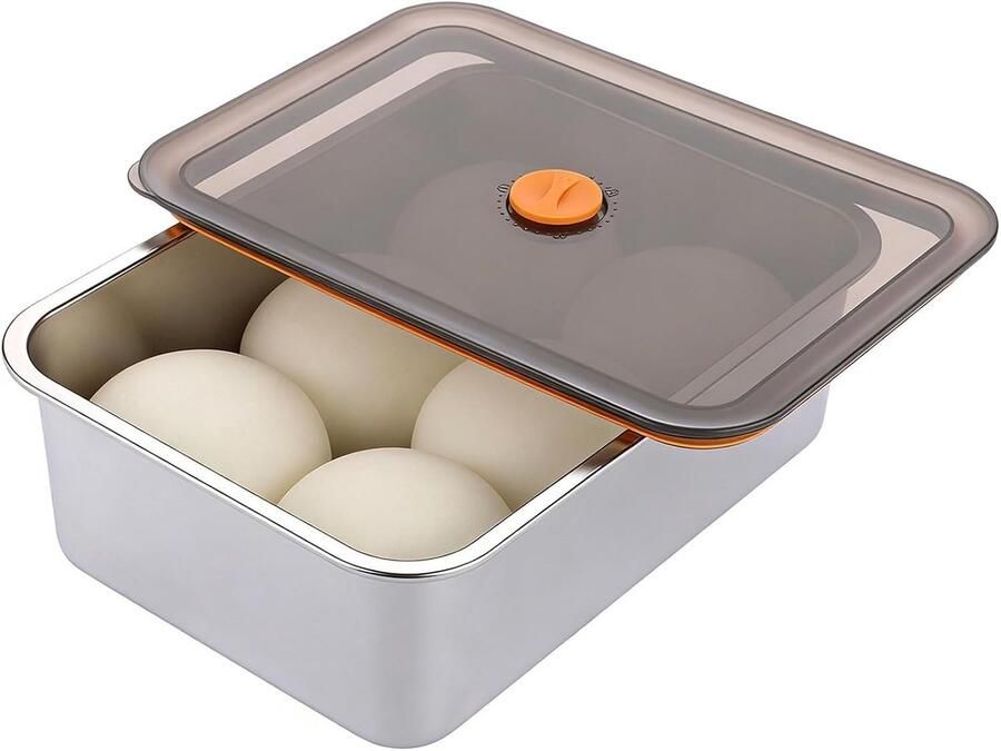 Roestvrijstalen fermentatiebox voor pizzadeeg met deksel ideale voedselcontainer voor deeg fruit en salade 30 x 21 x 8 5 cm