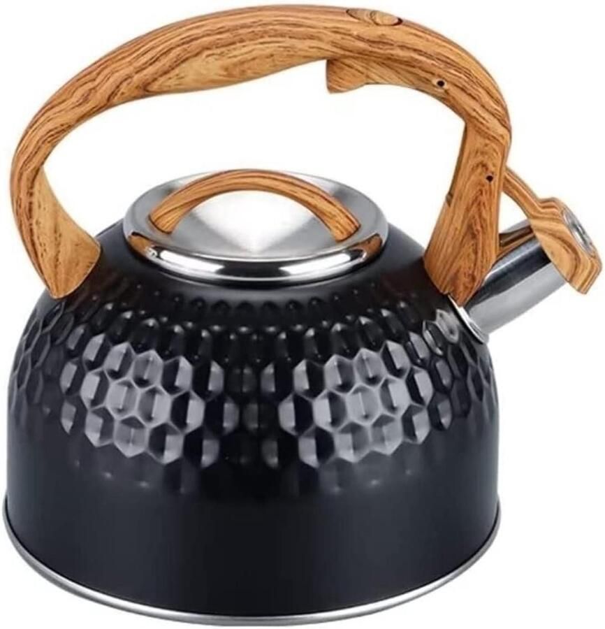 Geklokte Waterketel Theeketel Waterkoker Water Koken Duidelijk Fluitje 2.5 Liter Zwart