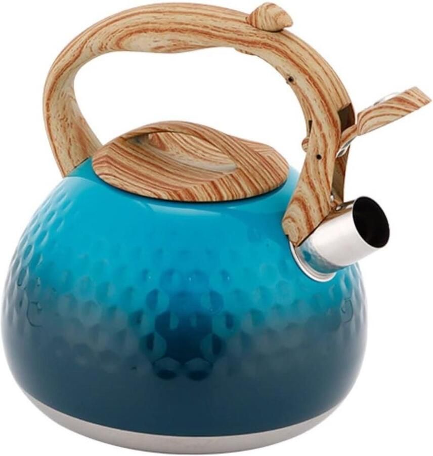 RVS Fluitketel Waterkoker Keuken Water Koken Houtnerf Handvat 3 Liter Zilver