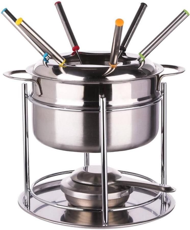 Roestvrijstalen fondueset voor 6 personen Meerkleurig D. 19 x H. 17 cm Sterren en Strepen