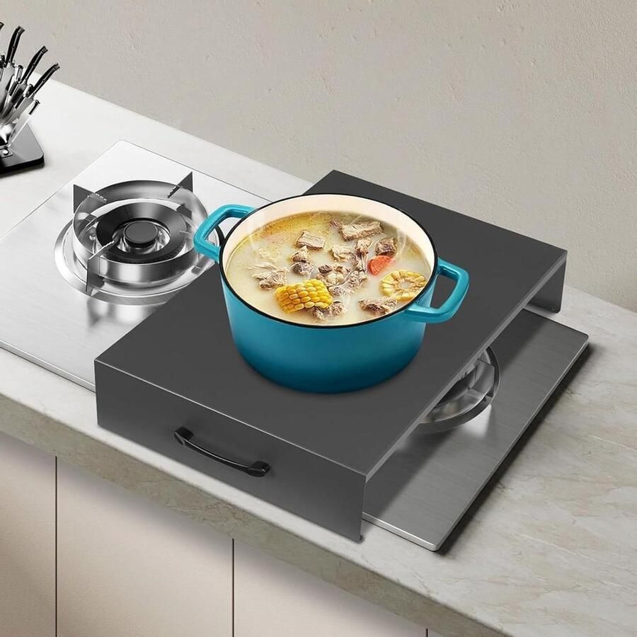 Roestvrijstalen Fornuis Cover Kookplaat Overlay Keuken Organiseren Met Handvat 40x50x9cm Zilver