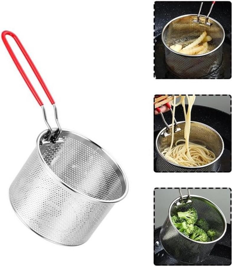 Roestvrijstalen frituurmand Kookzeef voor friet uienringen kippenvleugels 14 cm