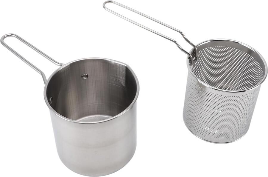 Roestvrijstalen Frituurpan Compacte Kookpot Thuis Frituren Met Zeefmand 13x12cm