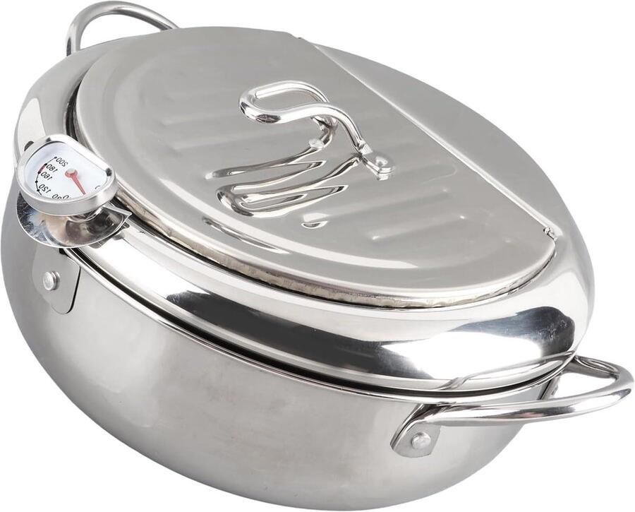 Roestvrijstalen Frituurpan Friteuse Keukengereedschap Thuis Frituren Inductie Compatibel 20 cm Zilver