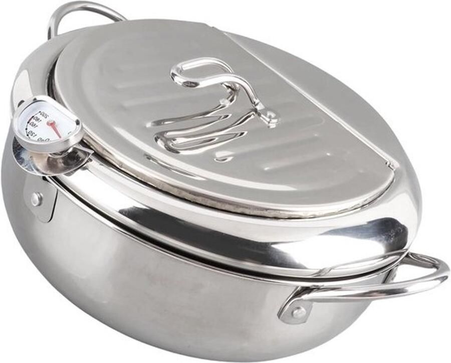 Roestvrijstalen frituurpan Friteuse keukengereedschap Voor thuis frituren Geschikt voor inductie 20 cm Zilver