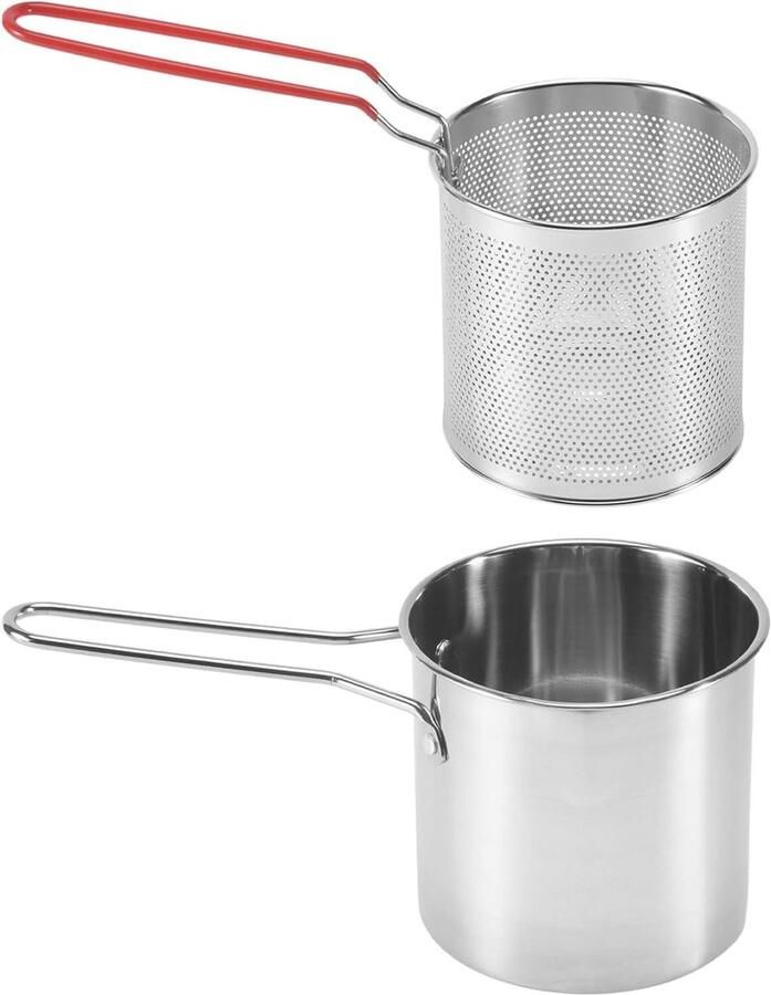Roestvrijstalen Frituurpan Keukengerei Zeef Thuis Koken Duurzaam Materiaal 26 x 14 x 13 cm Zilver