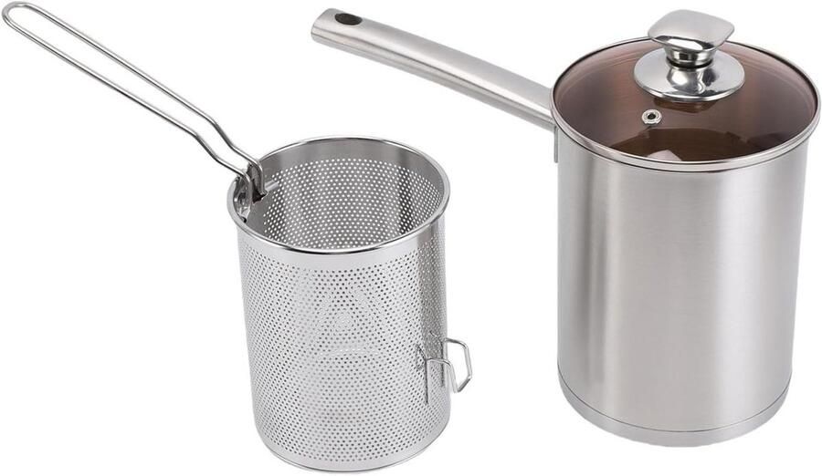Roestvrijstalen Frituurpan Kleine Friteuse Thuis Koken Met Oliefilter 33 x 24 x 17 cm Zilverkleurig