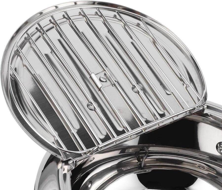 Roestvrijstalen Frituurpan Koekenpan Japanse Pan Thuis Frituren Met Ingebouwde Thermometer 20 cm Zilver