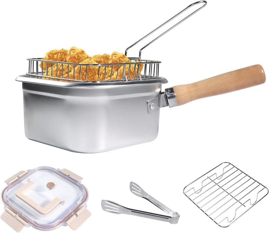 Roestvrijstalen Frituurpan met Doorzichtig Deksel en Verdiept Ontwerp voor Gezond Koken