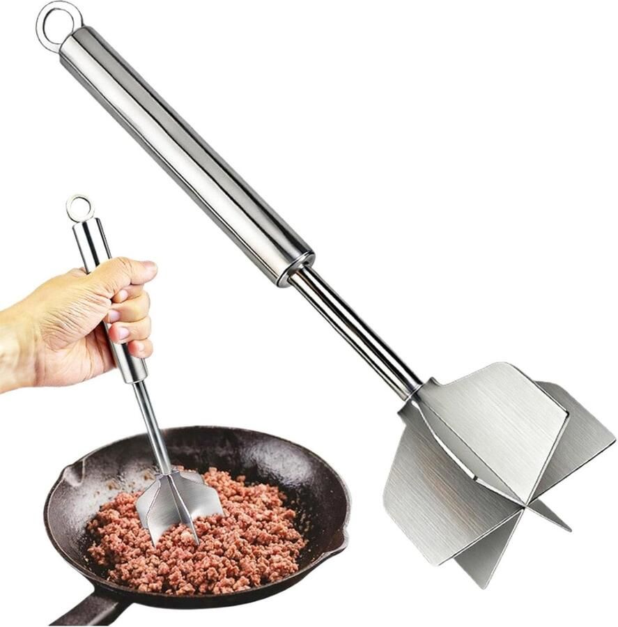 Gehaktmolen Hamburger Vleesstamper Maaltijdbereiding Thuis Duurzaam Roestvrij Staal 26cm Lengte