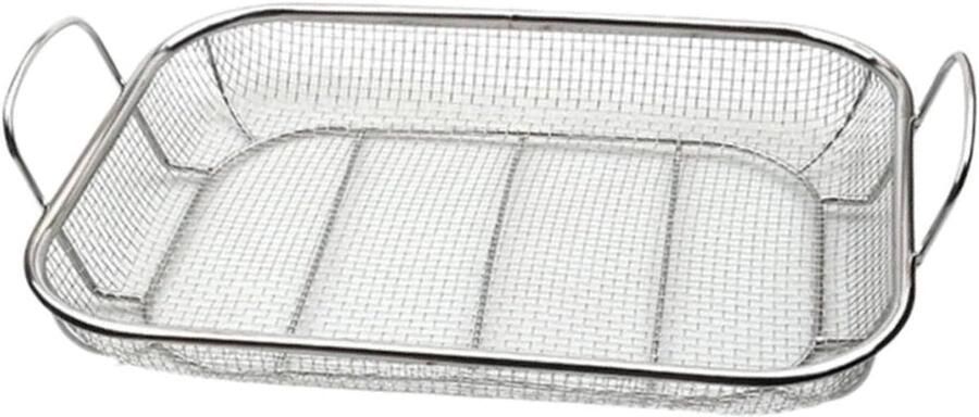 Roestvrijstalen Grillmand BBQ Groentemand Braadmand Buiten Koken Hittebestendig Corrosiebestendig 42.3 x 27.8 x 10.2 cm Zilver