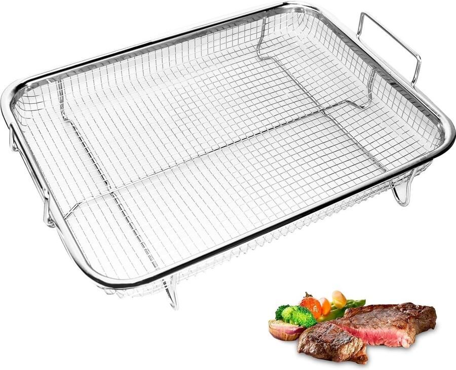 Roestvrijstalen Grillmand voor Oven en BBQ 30 x 22 x 5 cm Perfect voor Groenten Fruit en Koekjes bakken