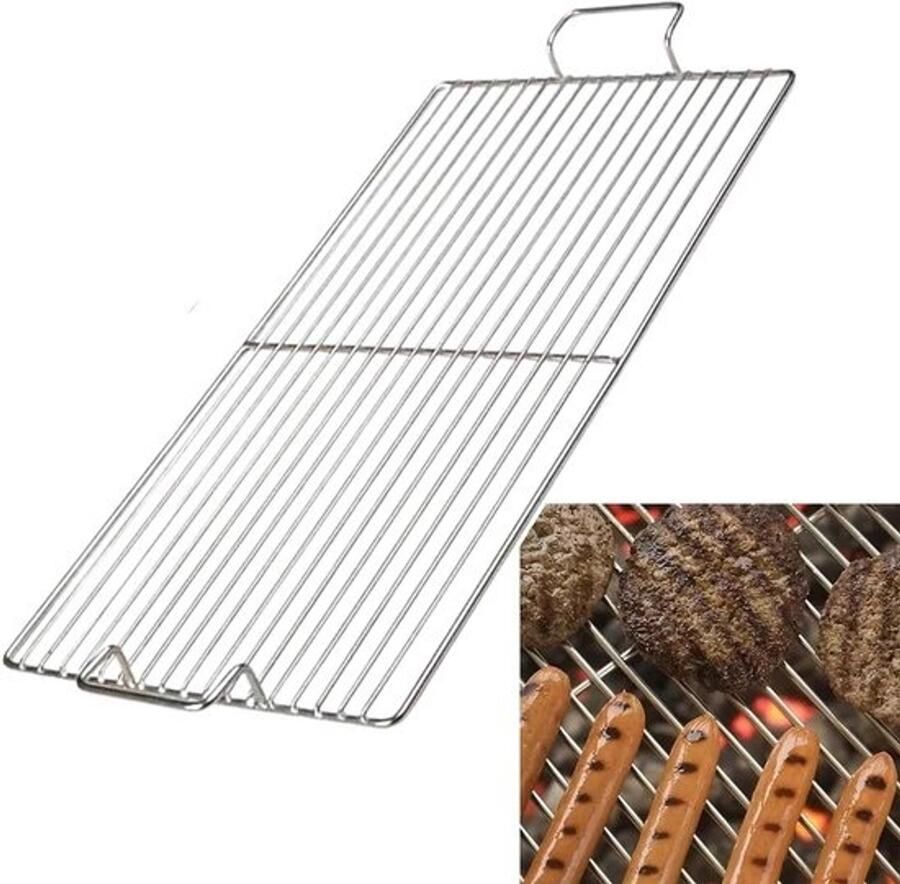 Roestvrijstalen grillmat BBQ-rooster voor buiten koken voorkomt verval met handvat Zilver