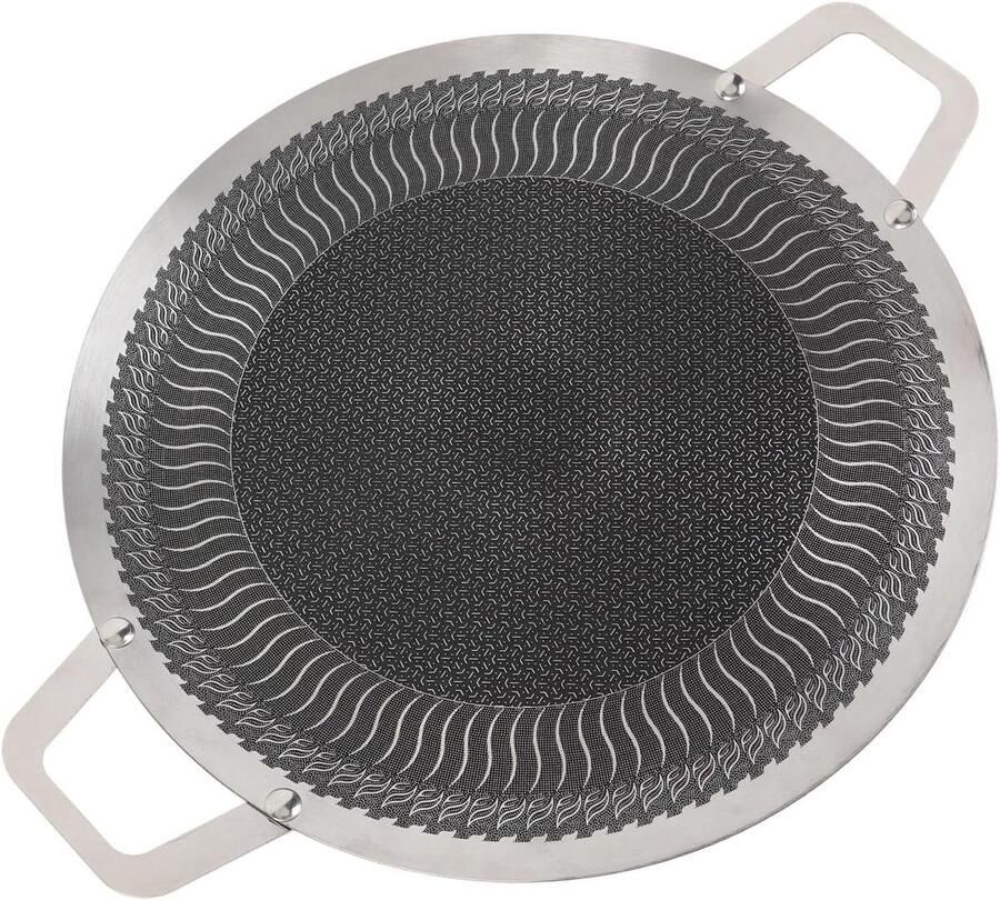 Roestvrijstalen Grillpan BBQ Bakplaat Buiten Koken Anti-aanbaklaag 38cm Zilver