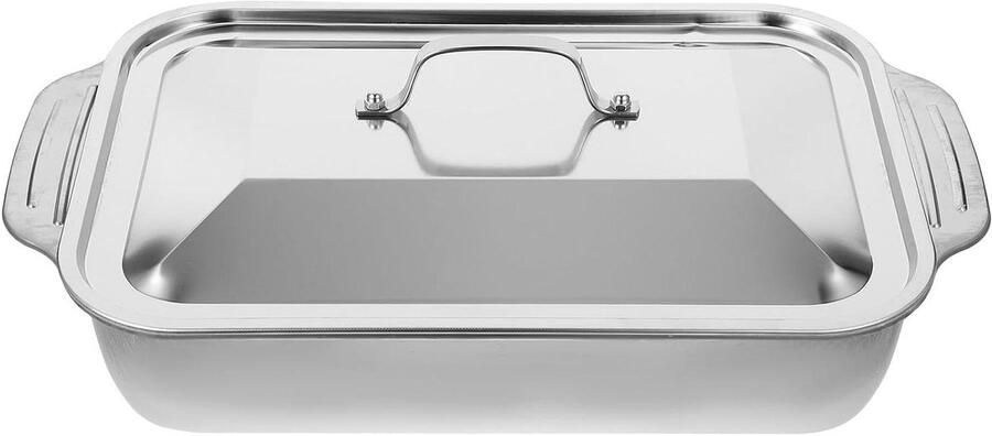 Roestvrijstalen Grillpan Visroosterbak Serveerschaal Gelijkmatig Grillen Diep Ontwerp 41x24.5x7.5cm Zilver